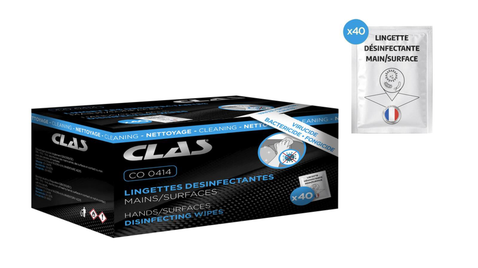 40 LINGETTES DESINFECTANTES MAINS/SURFACES